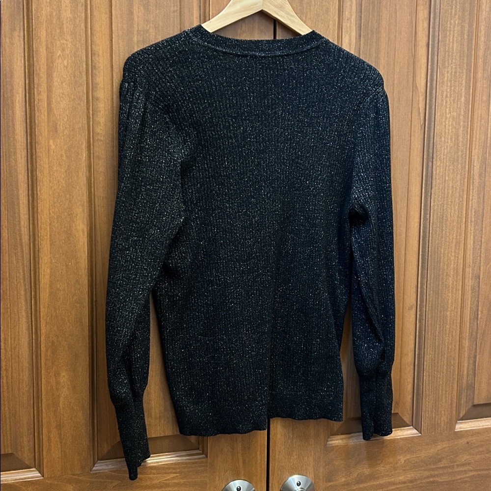 LOFT Black Crewneck sparkle Sweater size xl - Picture 5 of 5